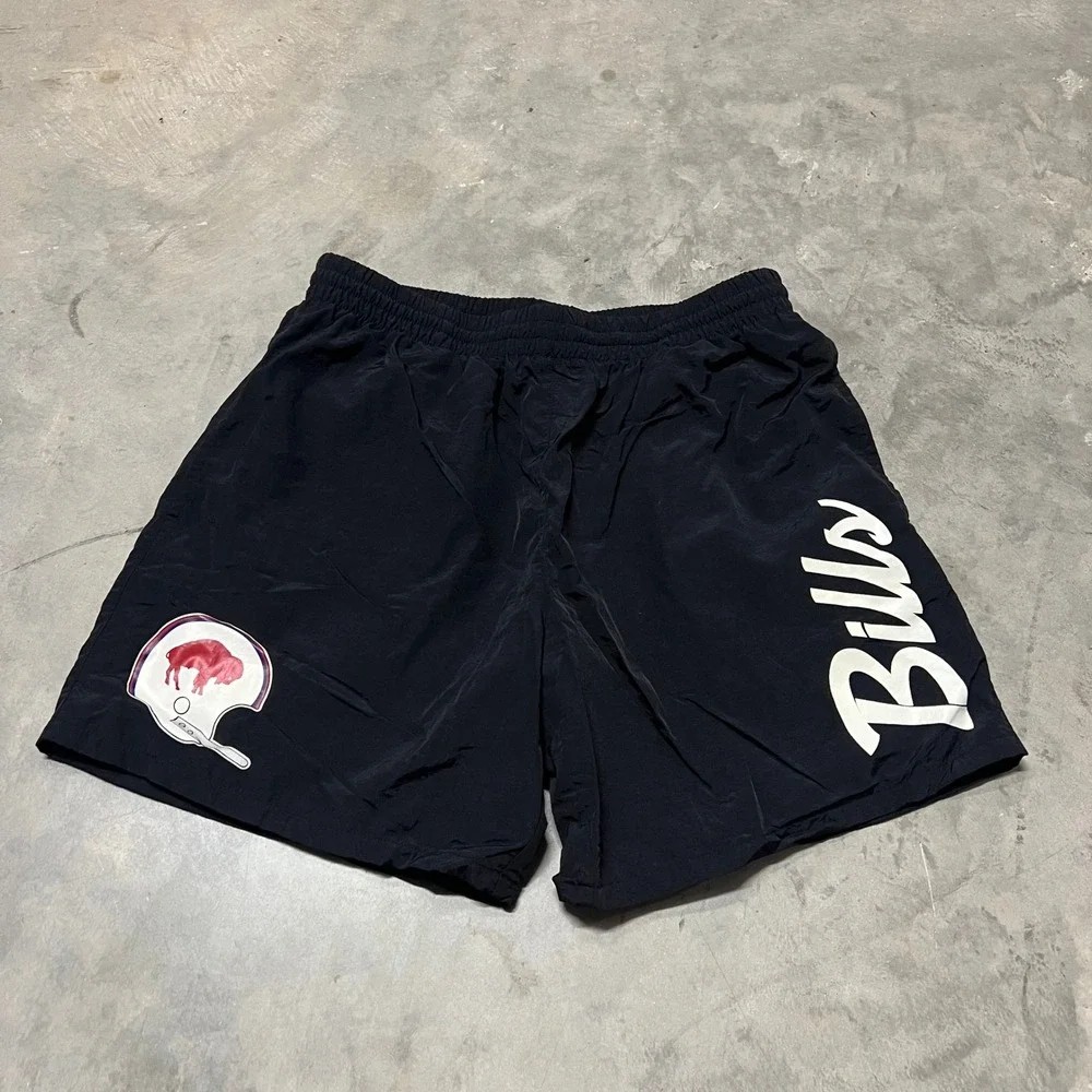 Mitchell & Ness Buffalo Bills Mens Black Nylon Mesh Lined Shorts Size M
